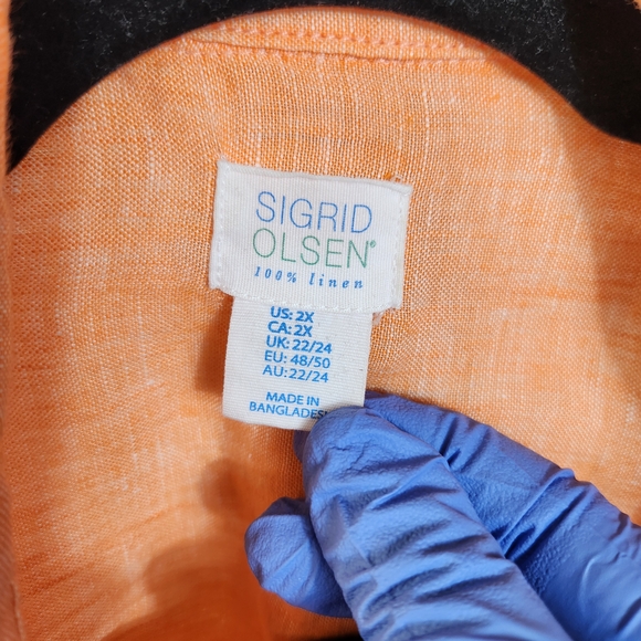 Sigrid Olsen Orange Button Down Shirt  SKU F16 - Picture 3 of 8